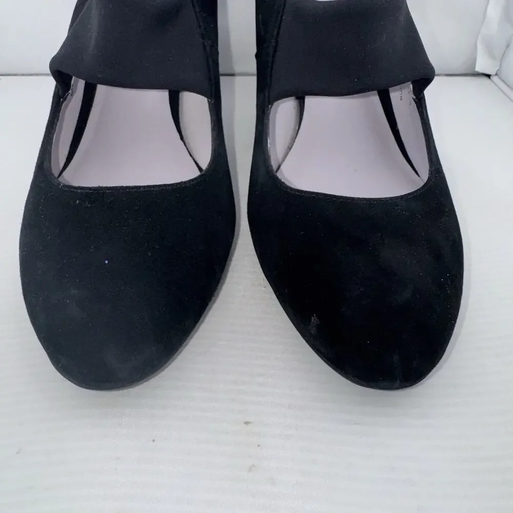 Johnston & Murphy Denise Mary Jane Black Suede Heels Size 10 Medium Comfort Work